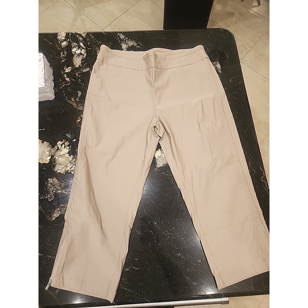 Coconut Row Palm Beach Pants - Tan Beige Stretch Pull on‎ Womens - Size 16